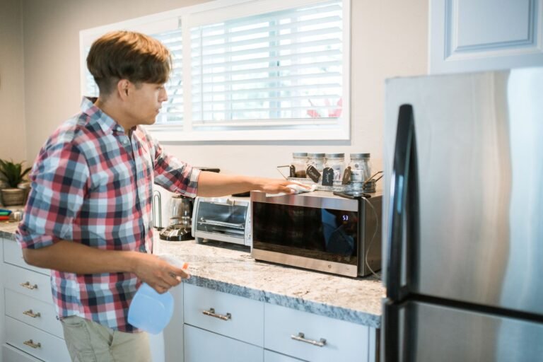 A modern smart home setup illustrating deep clean smart kitchen air fryer microwave tips.