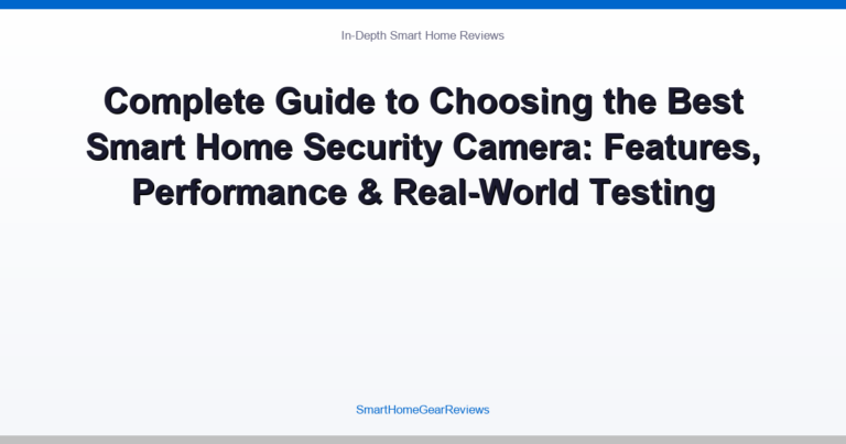 Complete Guide to Choosing the Best Smart Home Security Camera: Features, Performance & Real-World Testing