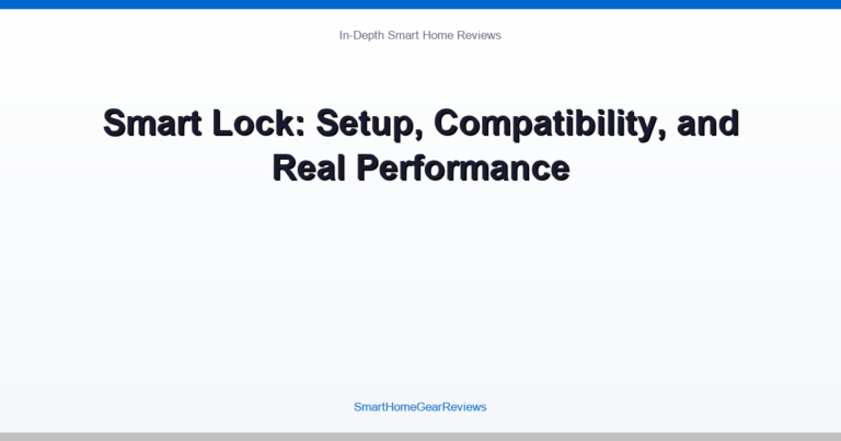 Smart Lock: Setup, Compatibility, and Real Performance